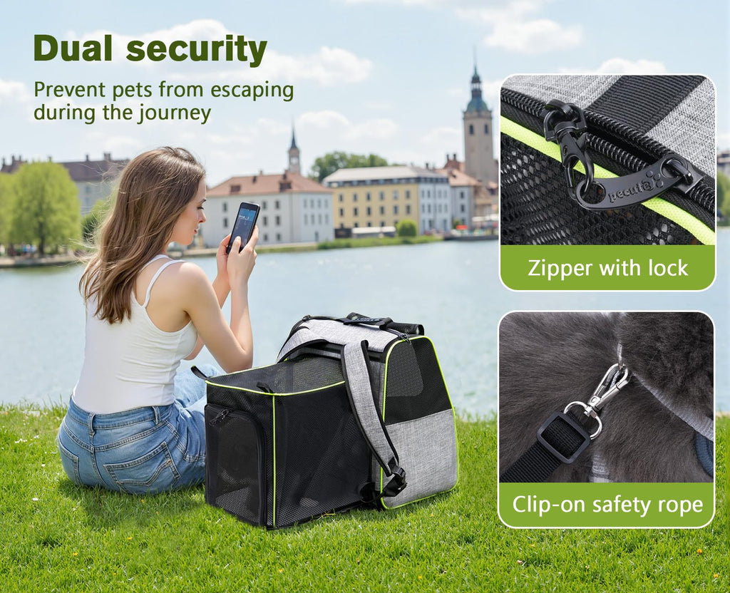 Expandable Cat Backpack Carrier with Ventilated Mesh, Grey R88949