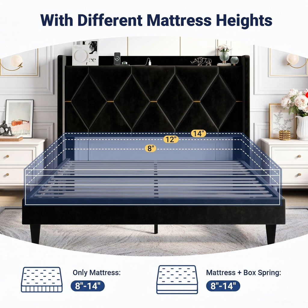 Queen Bed Frame with Storage Headboard R9271