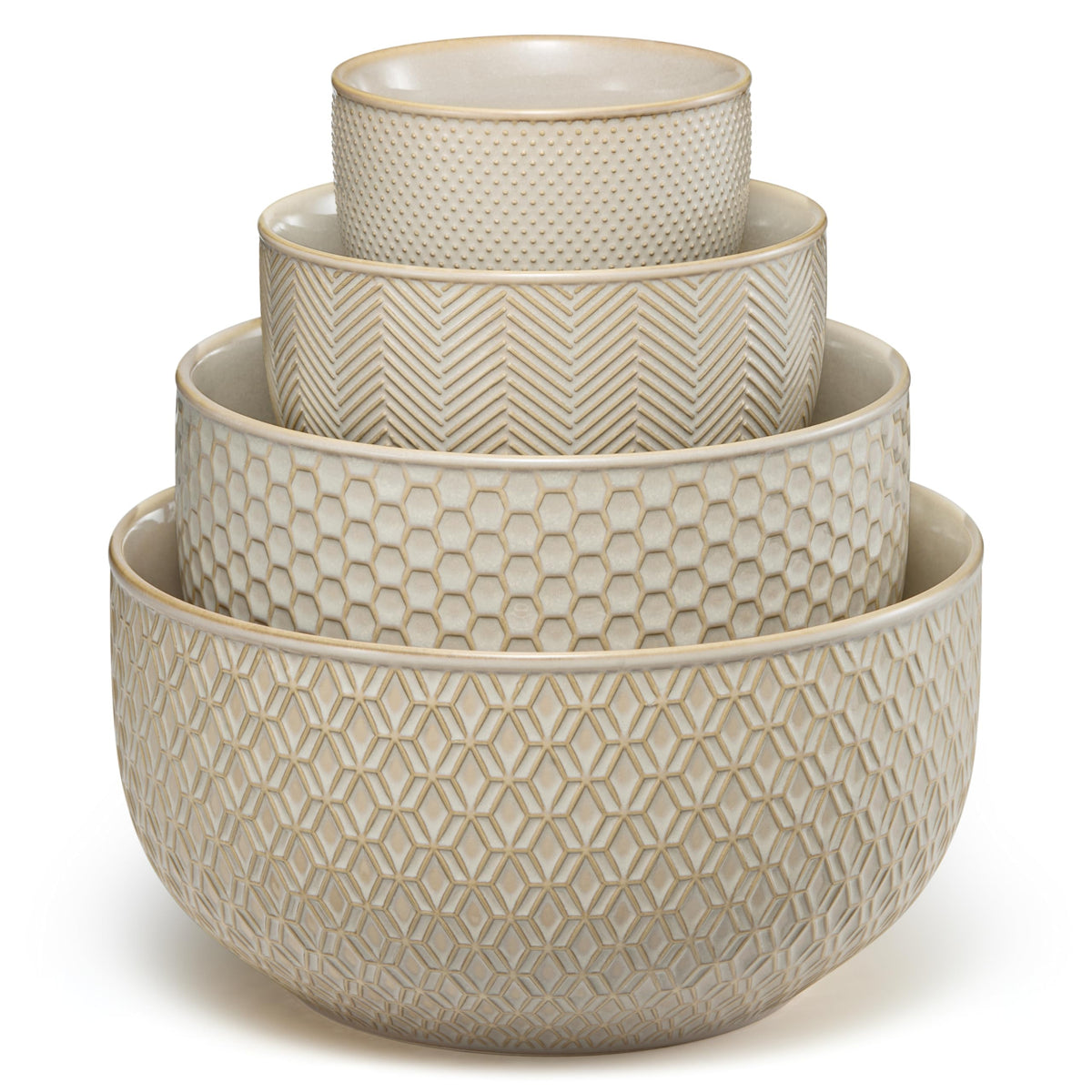 Ceramic Nesting Bowls Set of 4 Almond Z113