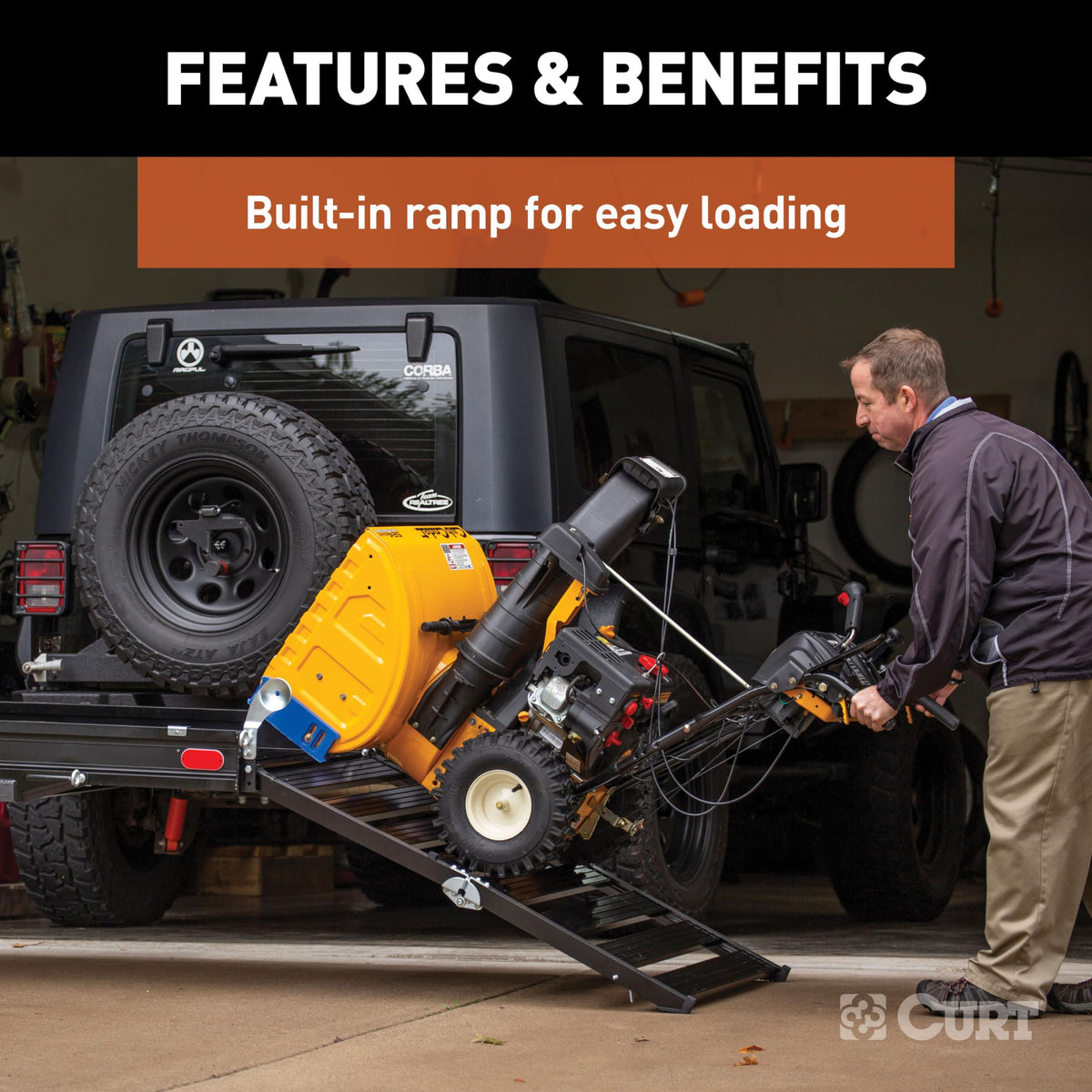 Black Aluminum Hitch Cargo Carrier with Ramp N46806
