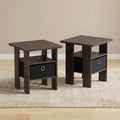 Brown Set of 2 Side Table with Storage Bin Drawer Y217035
