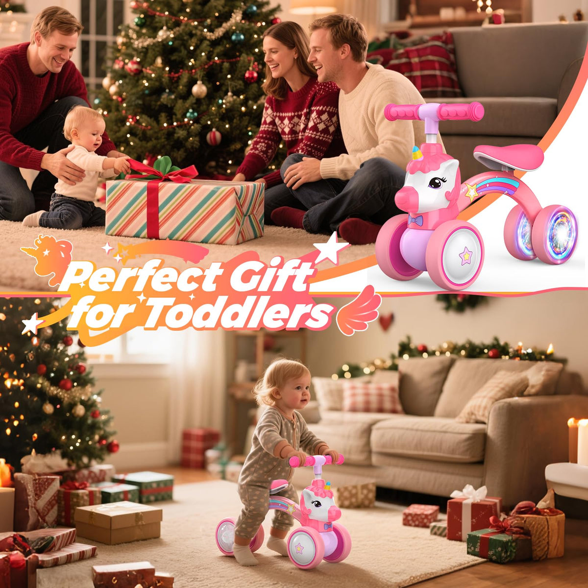 Baby Balance Bike Ride On Toy with Light Up Wheel T272906