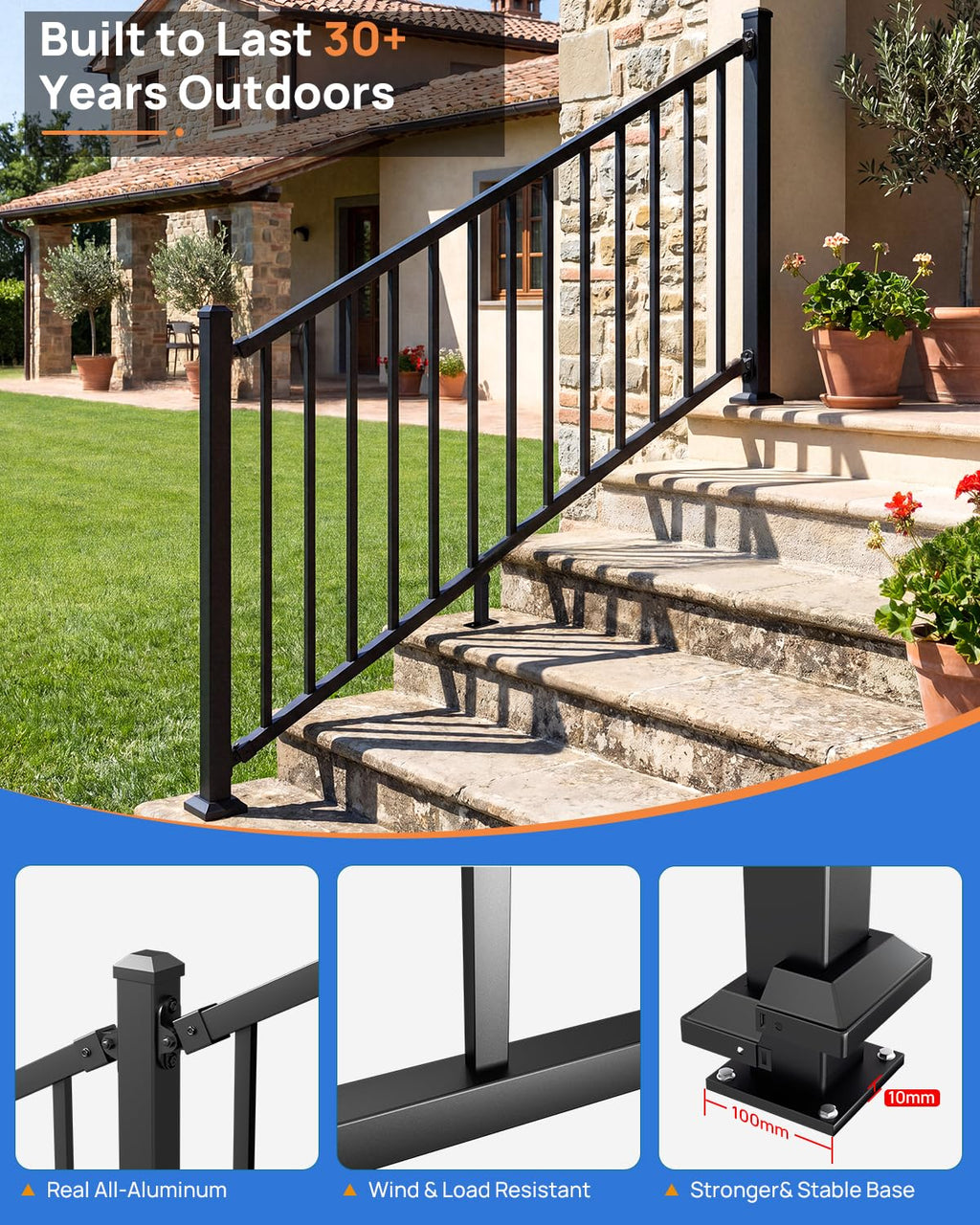 6 ft. W Aluminum Stair Railing Kit D12228