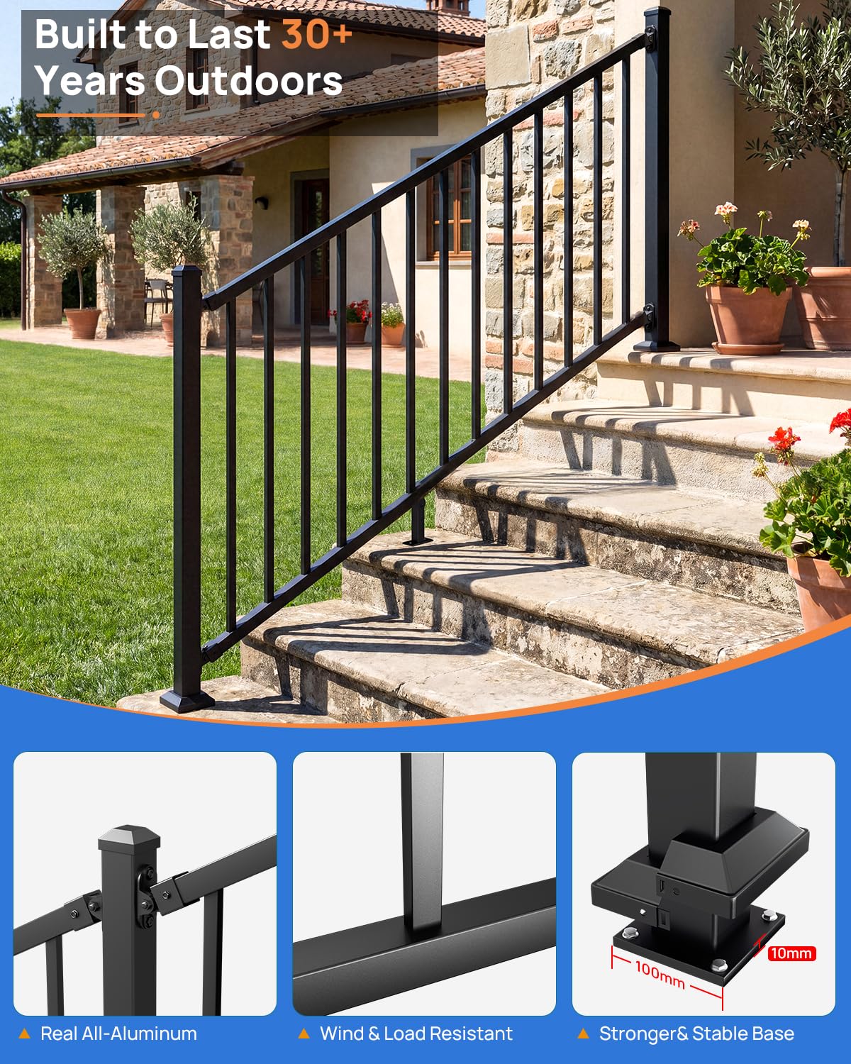 6 ft. W Aluminum Stair Railing Kit D12228