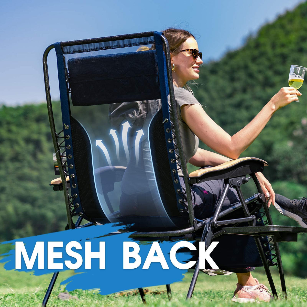 Oversized Mesh Zero Gravity Reclining Patio Chairs, 2 Pack H483
