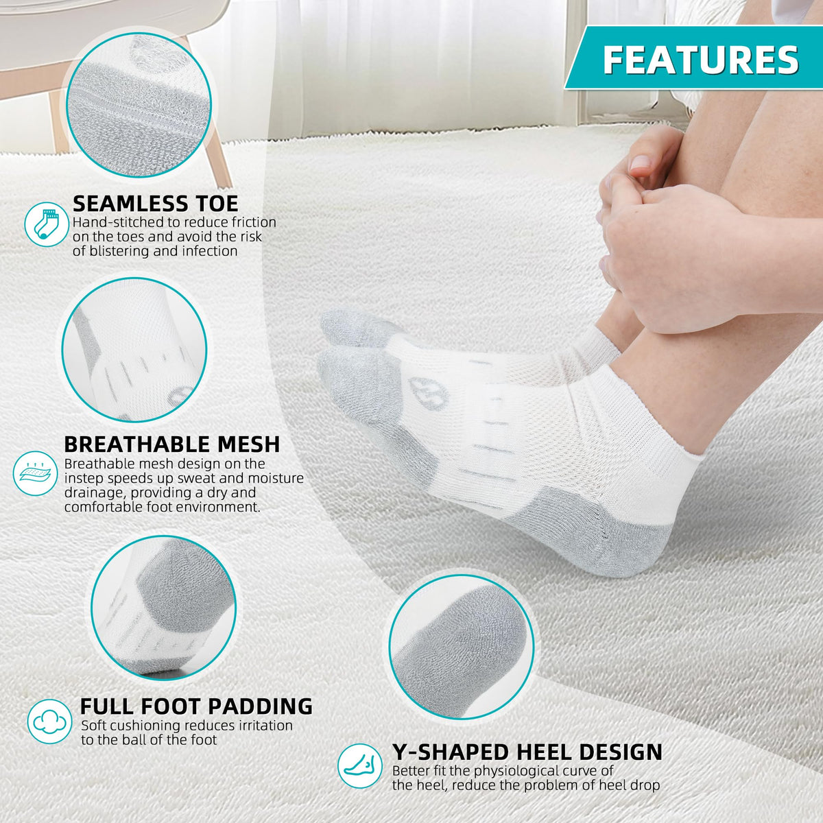 Diabetic Socks for Men, 10 Pairs Ankle & Low Cut Size 9-15 J432322