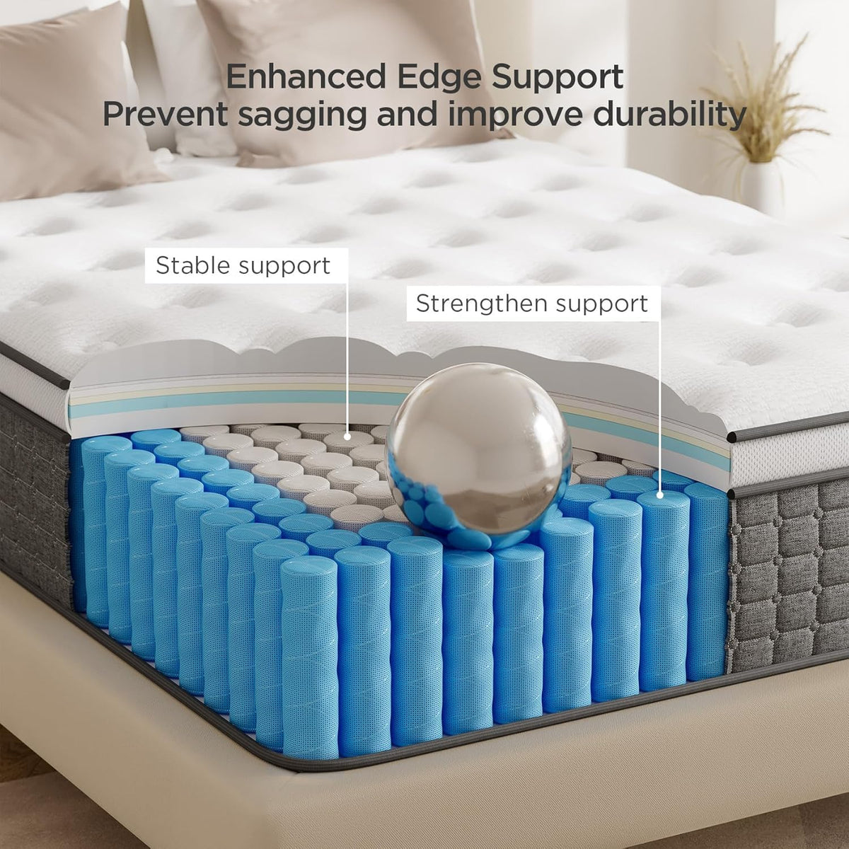 Full Size 12 Inch Medium Firm Hybrid Mattress in a Box I4624
