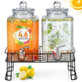 4.6 Gallon Glass Beverage Dispenser with Stand Stainless Steel Spigot 2 Pack E239205