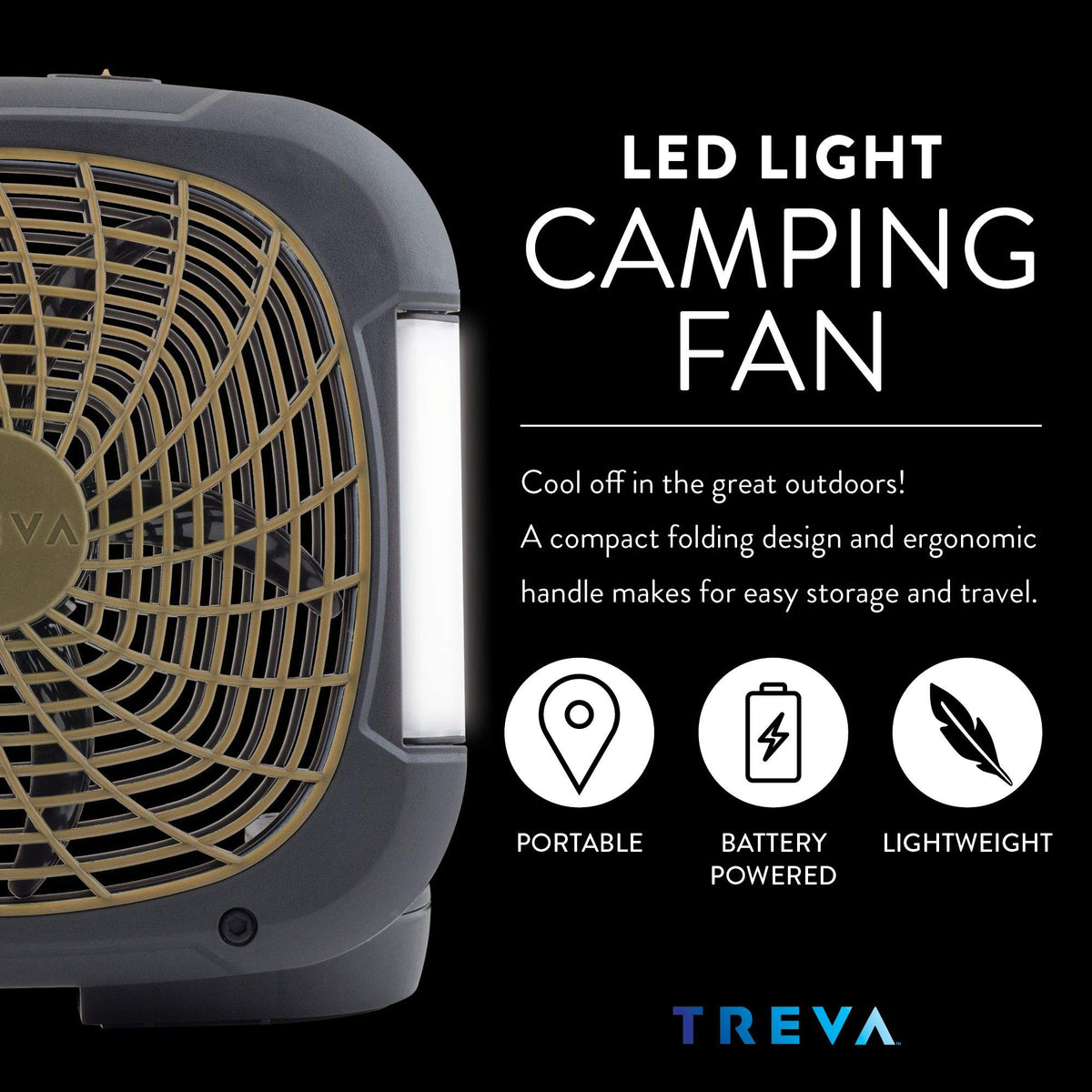 10 in Portable Fan with LED Lights K340522