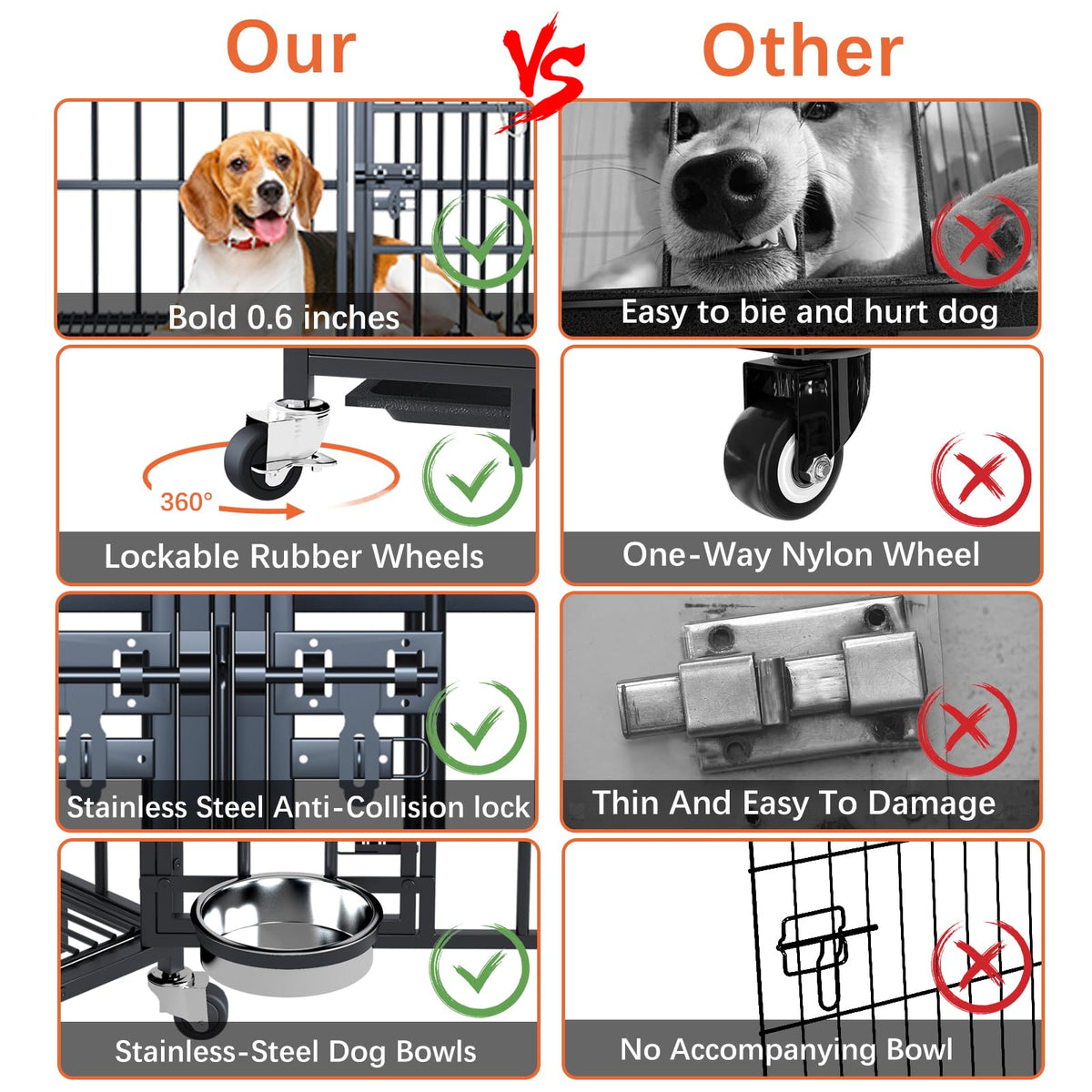 42" Stackable Heavy Duty Metal Dog Crate with Divider N631