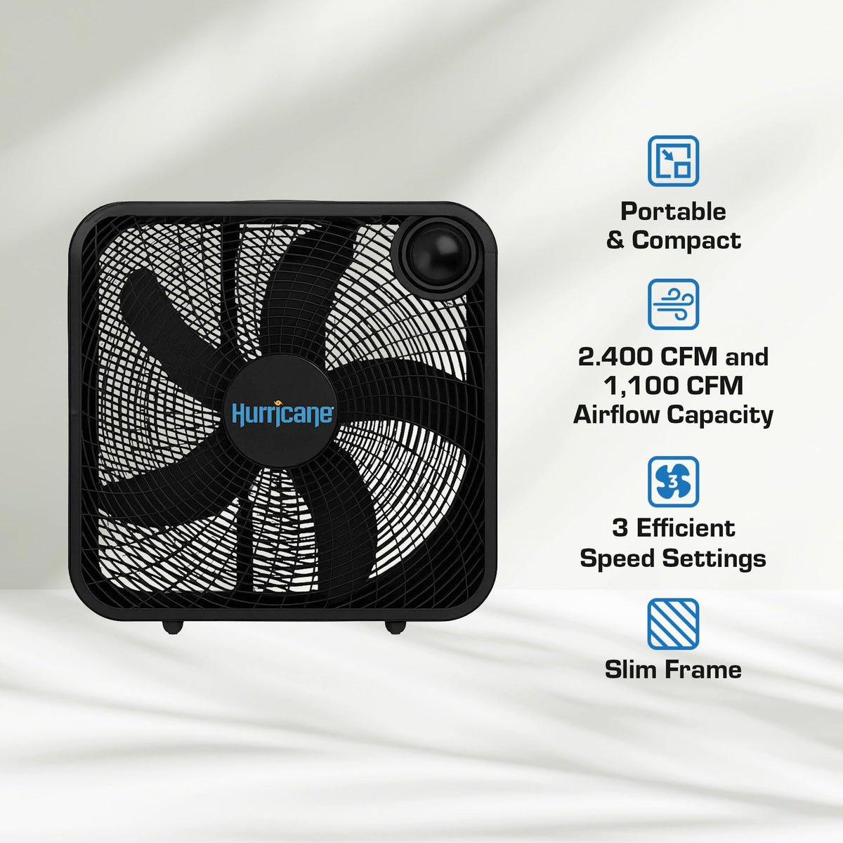 Black 3 Speed 20in Floor Box Fan, 2 Pack S988229