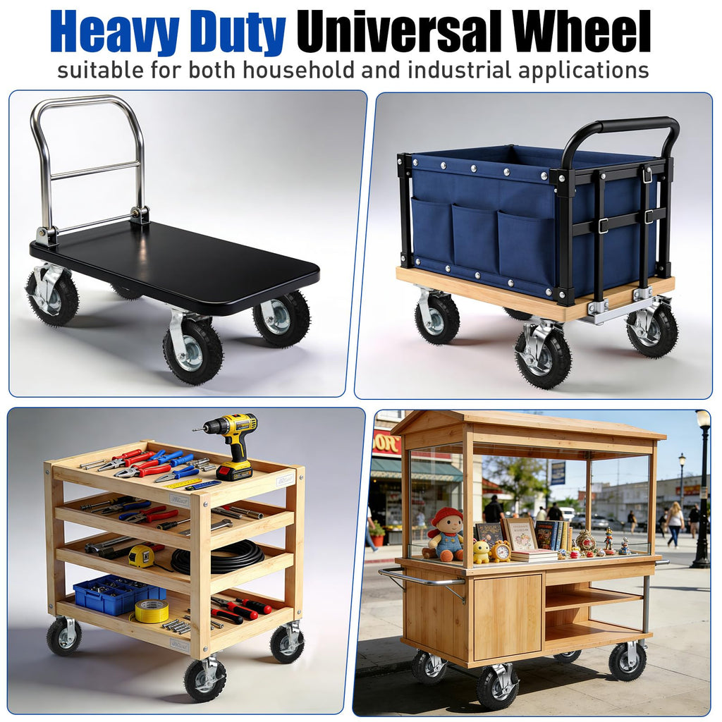 8 Inch Heavy Duty Pneumatic Caster Wheels with Brake, 1000 lbs Capacity, Set of 4 Q773320