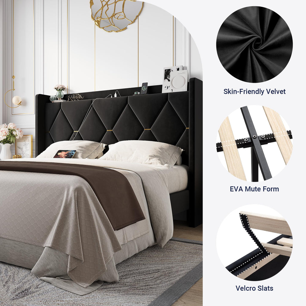 Queen Bed Frame with Storage Headboard R9271