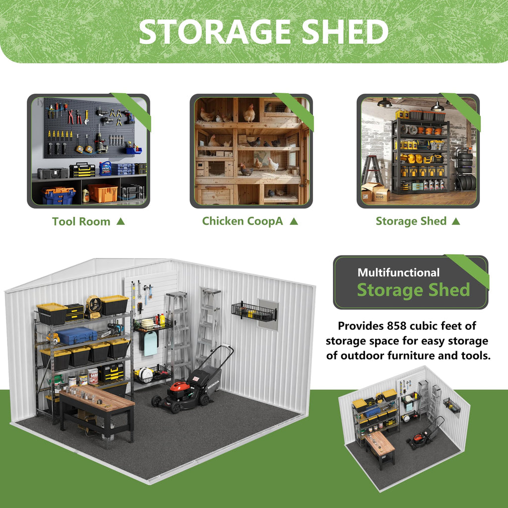 12x10 ft Metal Garden Shed N555
