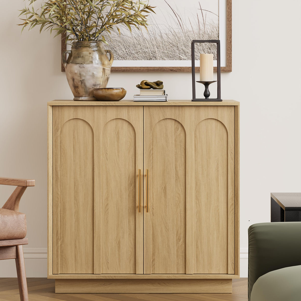 31.5" Oak Sideboard Buffet Cabinet with Storage Y29001