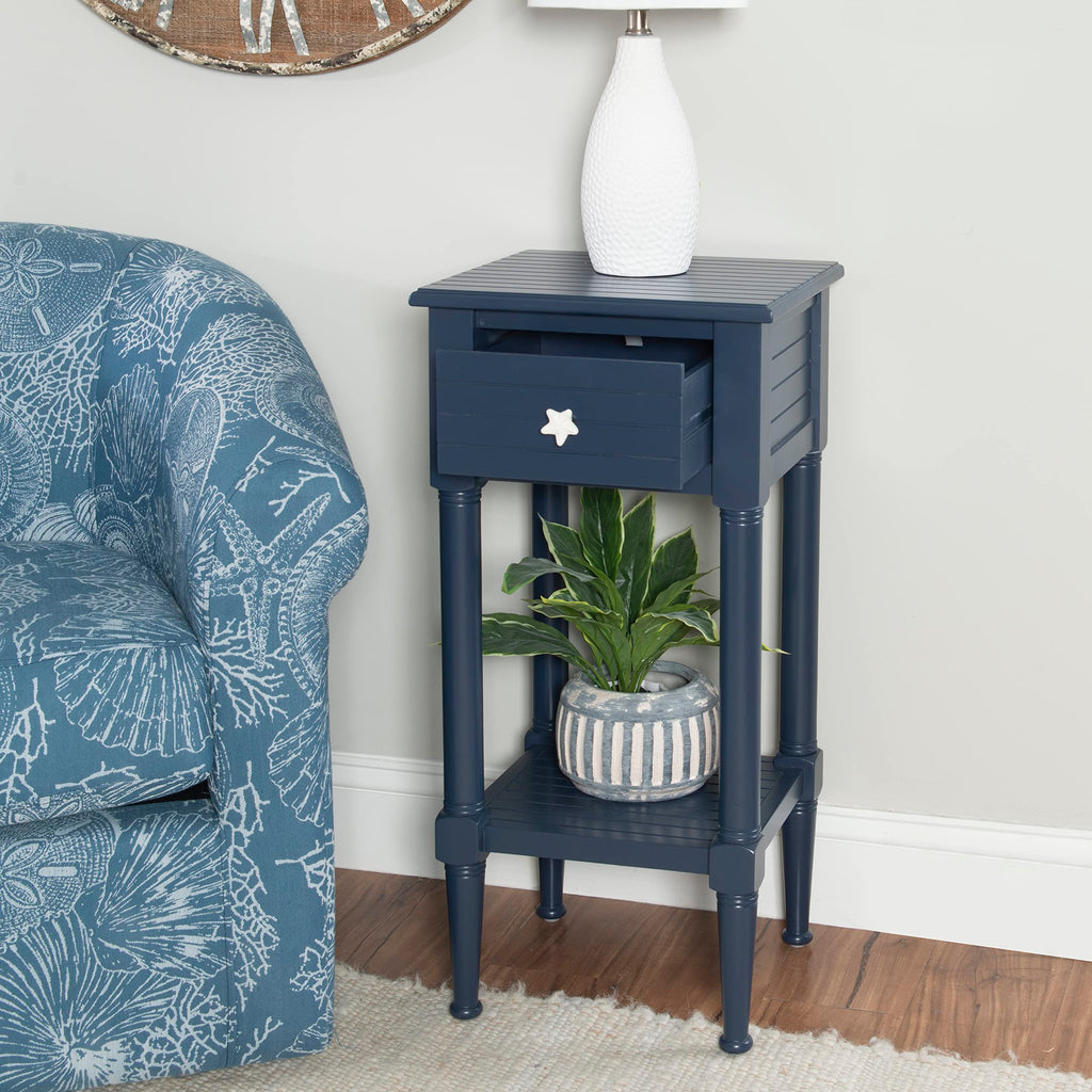 Navy Small Accent Table with Storage X949