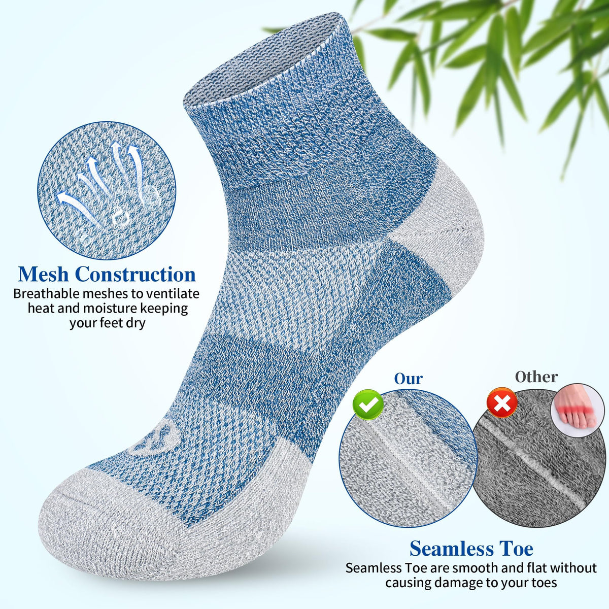 Diabetic Socks for Men, 10 Pairs Ankle & Low Cut Size 9-15 J432322