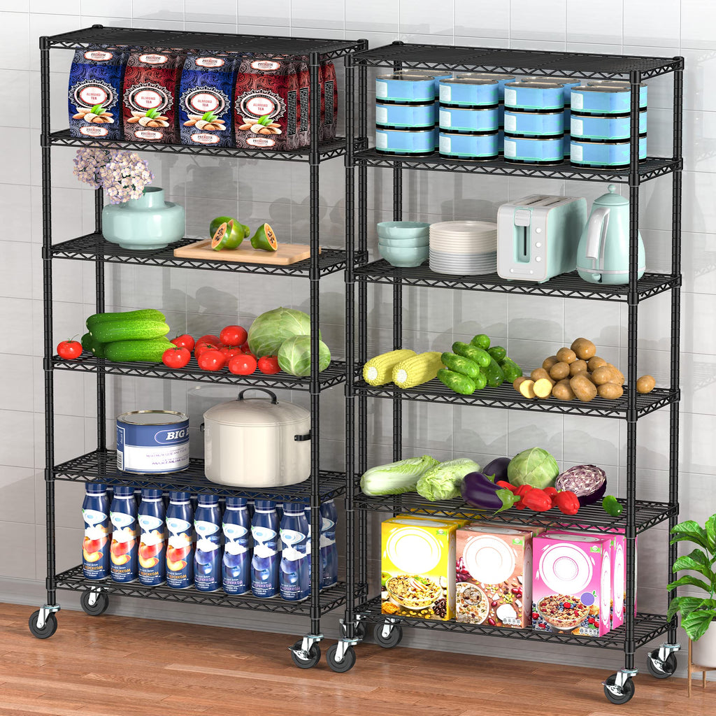 6 Tier Wire Metal Shelving Rack with Wheels F61855