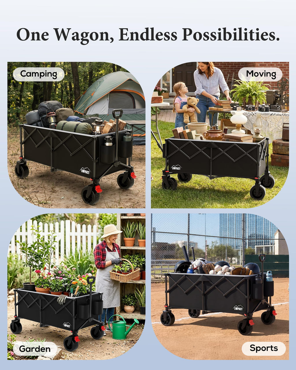 46" Collapsible Wagon Cart 300L Capacity Z320